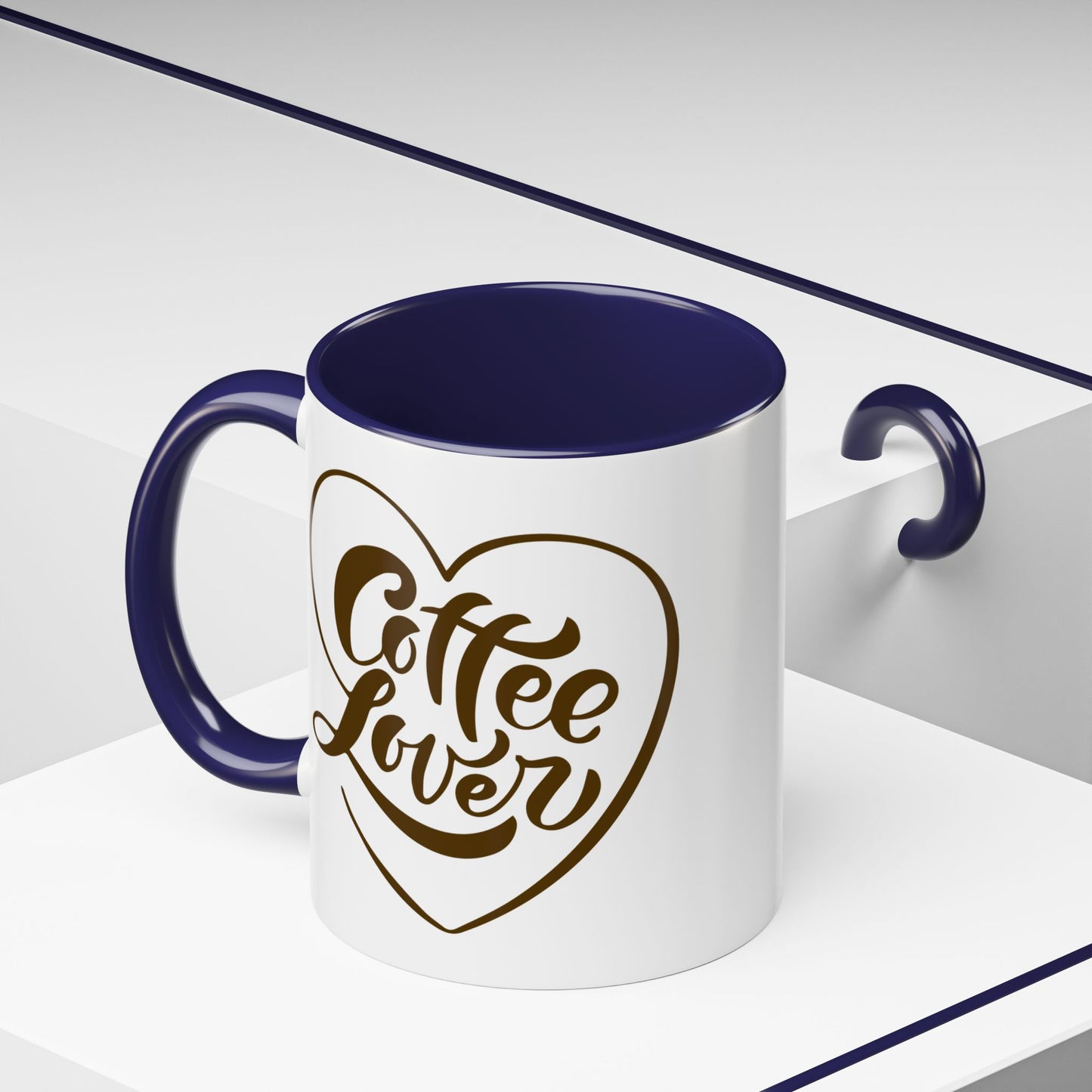Coffee Lover Heart Design Ceramic Accent Mug | Coffee Lover Gift Idea | 11oz & 15oz (3799)