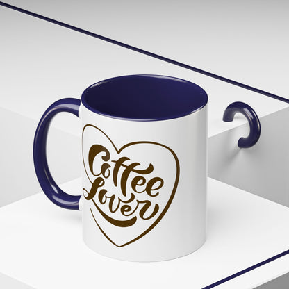 Coffee Lover Heart Design Ceramic Accent Mug | Coffee Lover Gift Idea | 11oz & 15oz (3799)