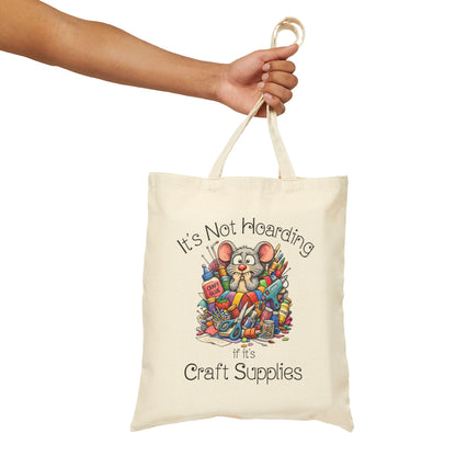 Craft Supply Hoarding Mouse Cotton Tote Bag | Funny Crafter Reusable Bag (3858)