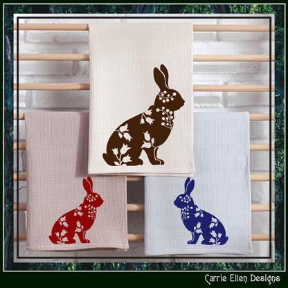 Floral Rabbit Vector Clipart, Farm Animal Silhouette with Wildflowers (1673)