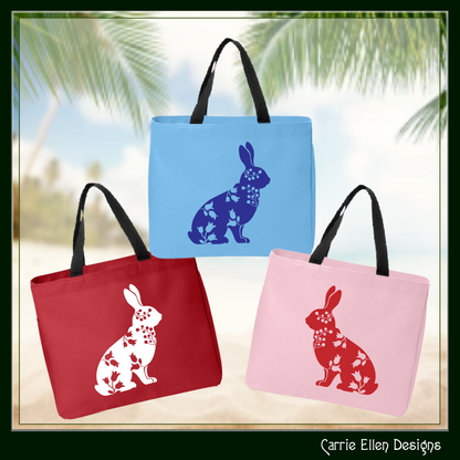 Floral Rabbit Vector Clipart, Farm Animal Silhouette with Wildflowers (1673)