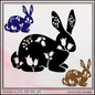 Floral Rabbit Vector Clipart, Farm Animal Silhouette, Bunny with Wildflowers (1675)