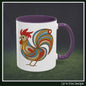 Colorful Rooster Accent Coffee Mug – Abstract Farmhouse Animal Embroidery Styled Print | 11oz & 15oz Ceramic (P-6081)