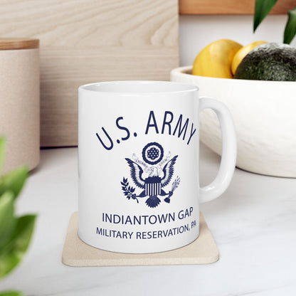 US Army Indiantown Gap Military Reservation PA Eagle Emblem Ceramic Mug – Vintage WWII U.S. Army Reproduction – 11oz & 15oz (P-6042)
