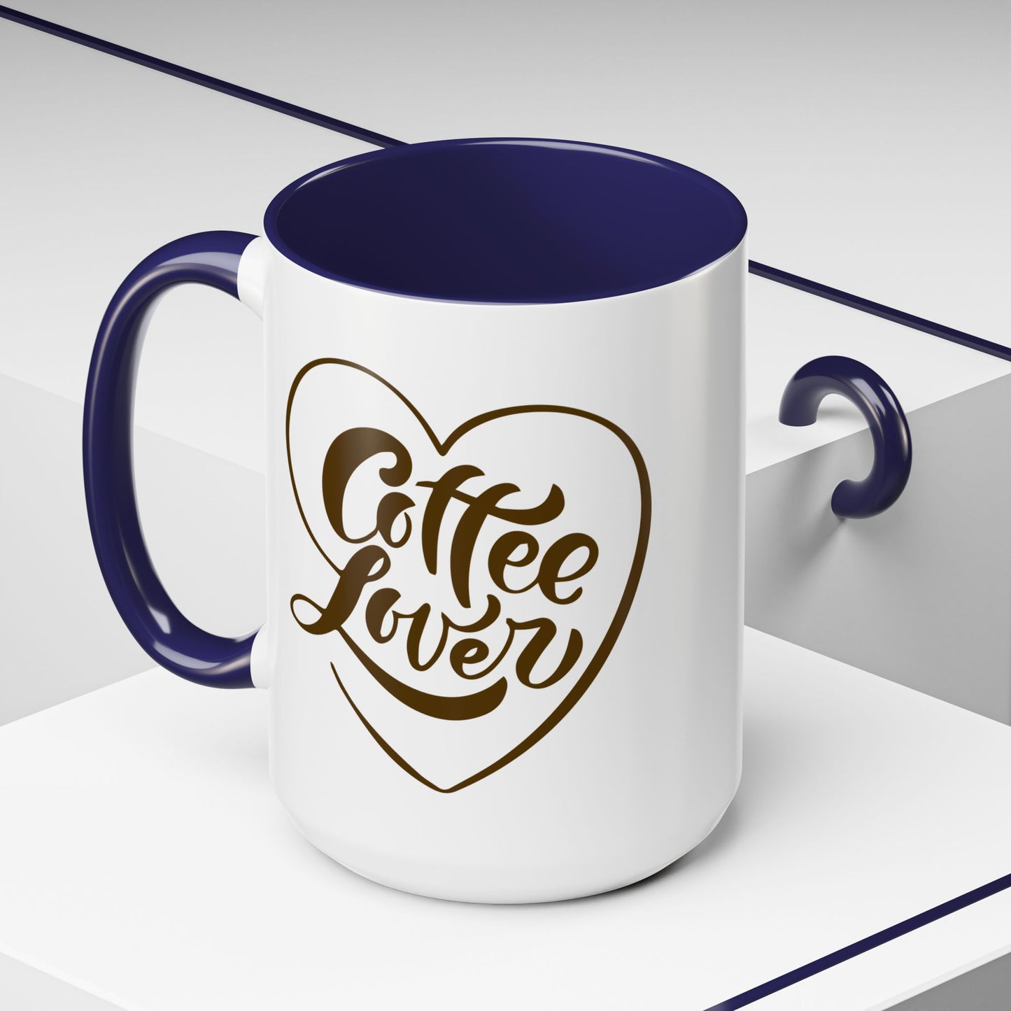 Coffee Lover Heart Design Ceramic Accent Mug | Coffee Lover Gift Idea | 11oz & 15oz (3799)