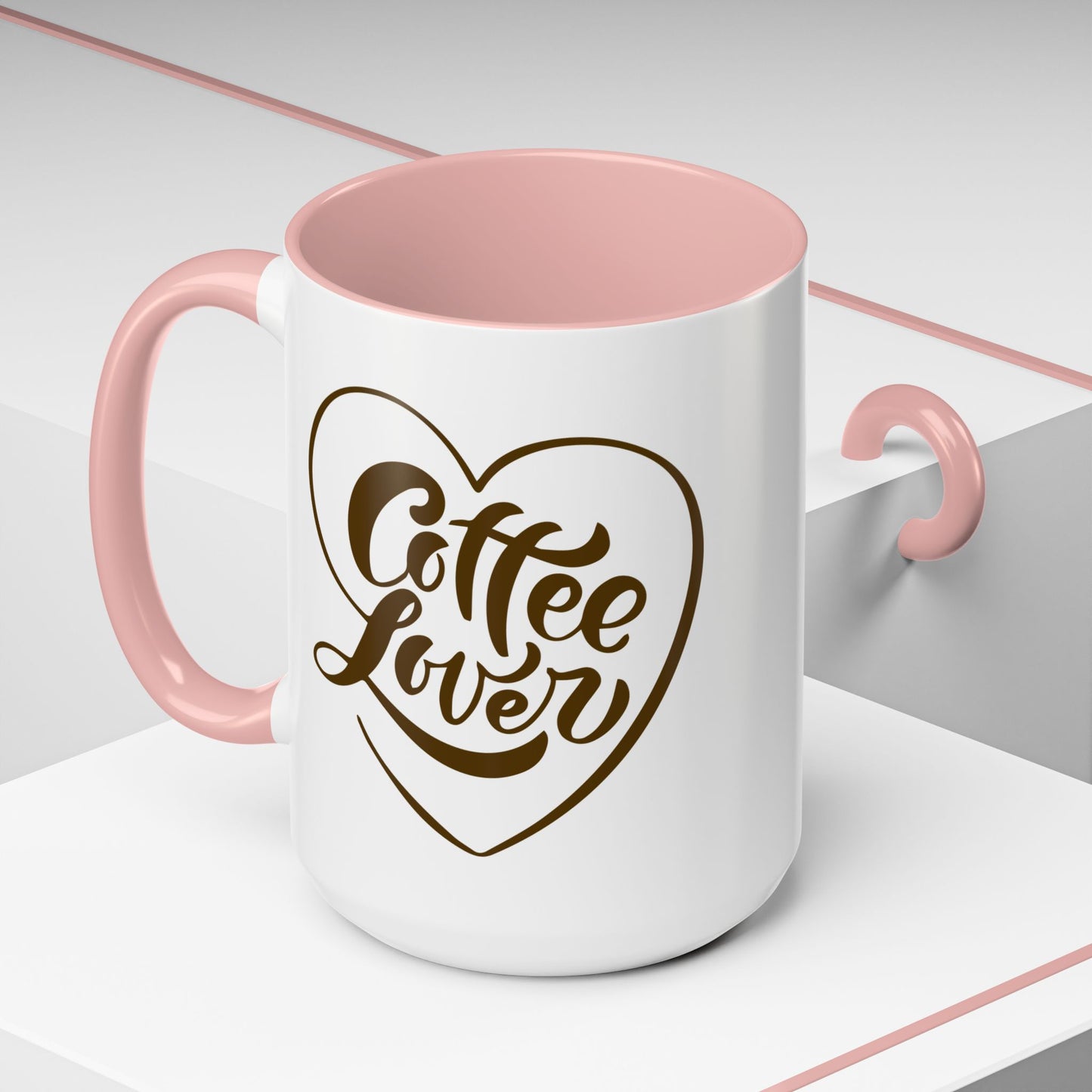Coffee Lover Heart Design Ceramic Accent Mug | Coffee Lover Gift Idea | 11oz & 15oz (3799)