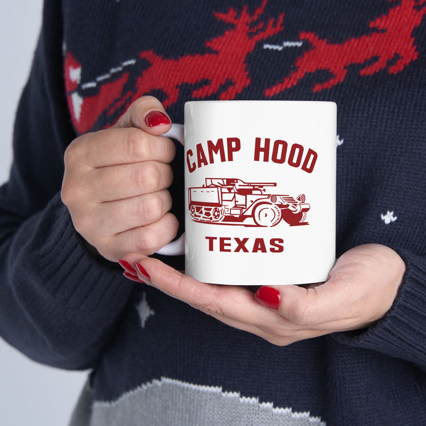 Vintage Camp Hood Texas Ceramic Mug - 11oz & 15oz Sizes, Perfect Gift for Military Enthusiasts (P-6034)