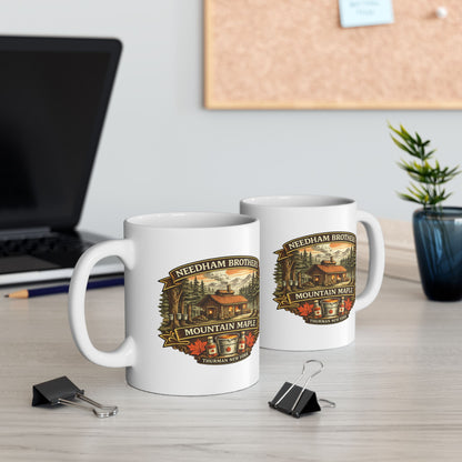 Needham Brothers Mountain Maple White Mug | 11 oz, 15 oz Ceramic Mug (3893)
