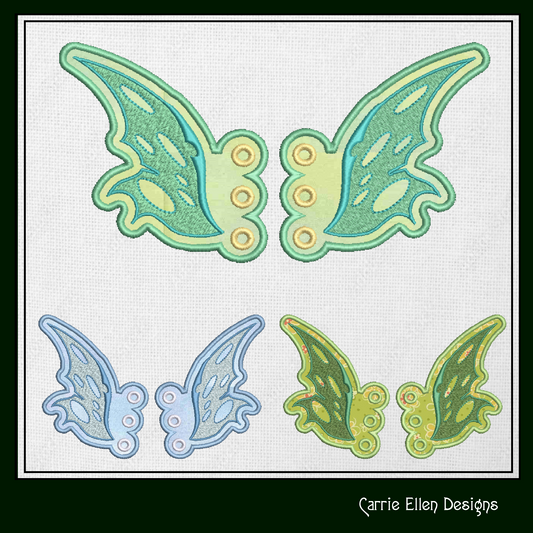 Fairy Wing Shoe Wing Machine Embroidery Design – In The Hoop Shoelace Wings for Shoes and Boots – 4x4 & 5x7 Hoop Sizes (1761)
