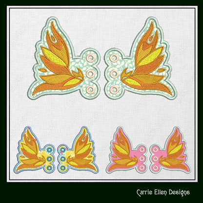 MLP Spitfire Shoe Wing Machine Embroidery Design – In The Hoop Phoenix Fairy Wing Shoelace Wings for Shoes and Boots – 4x4 & 5x7 Hoop (1769)