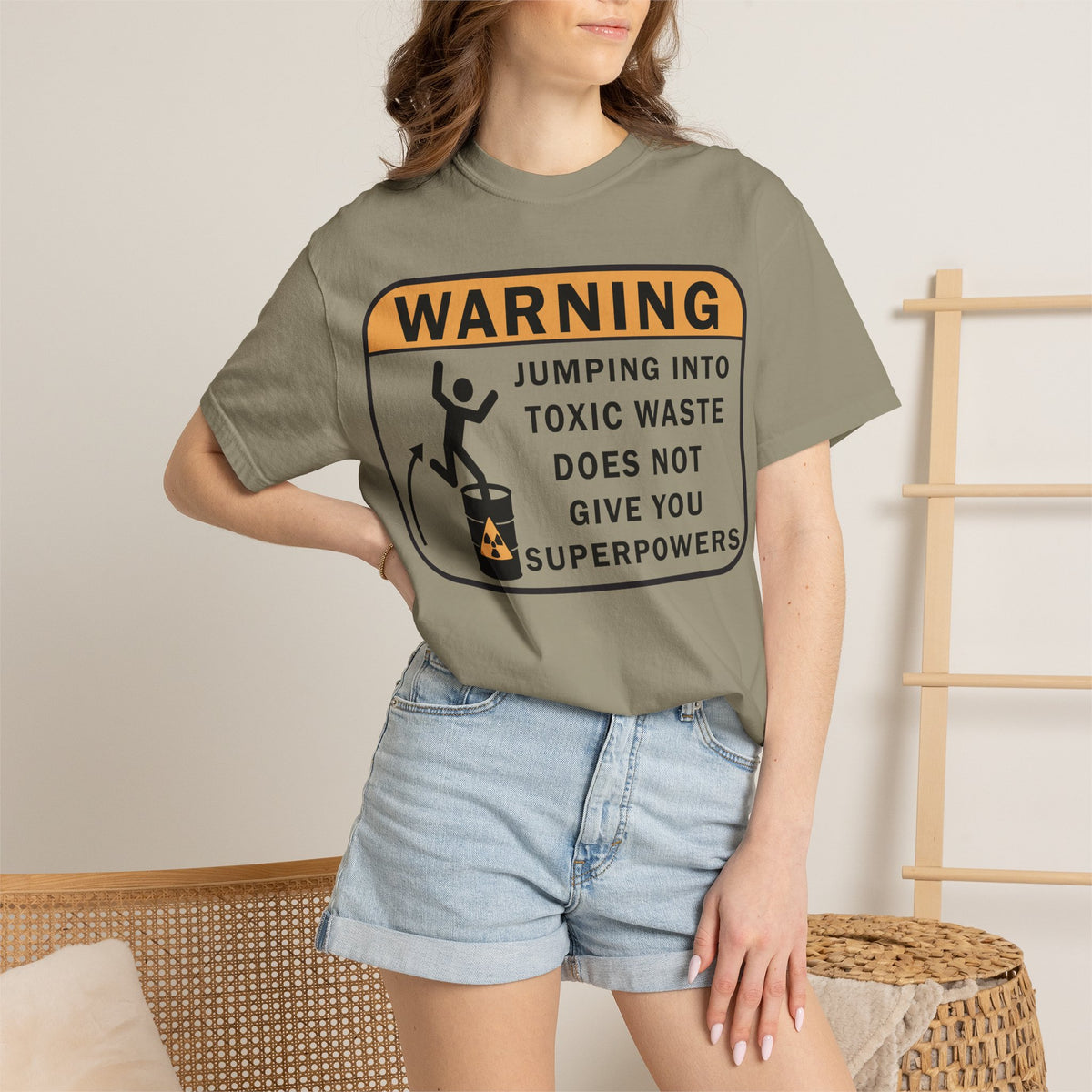 Funny Warning Jumping Into Toxic Waste Comfort Colors T-Shirt - Sarcastic Graphic Tee (4390)