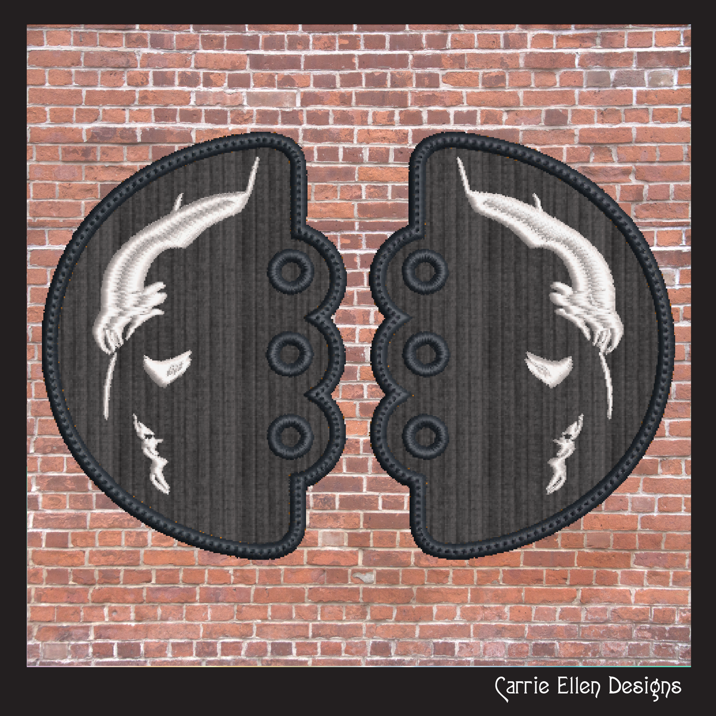 Bat Man-Inspired Shadow Profile Shoe Wing Machine Embroidery Design Shoe Wing Machine Embroidery Design – In The Hoop Shoelace Charms for Shoes and Boots – 4x4 & 5x7 Hoop (1772)
