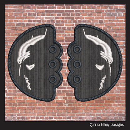 Bat Man-Inspired Shadow Profile Shoe Wing Machine Embroidery Design Shoe Wing Machine Embroidery Design – In The Hoop Shoelace Charms for Shoes and Boots – 4x4 & 5x7 Hoop (1772)