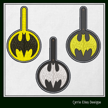 Batman Logo ITH Key Fob Machine Embroidery Design | Superhero Key Tag In-The-Hoop Project (1776)