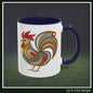 Colorful Rooster Accent Coffee Mug – Abstract Farmhouse Animal Embroidery Styled Print | 11oz & 15oz Ceramic (P-6081)