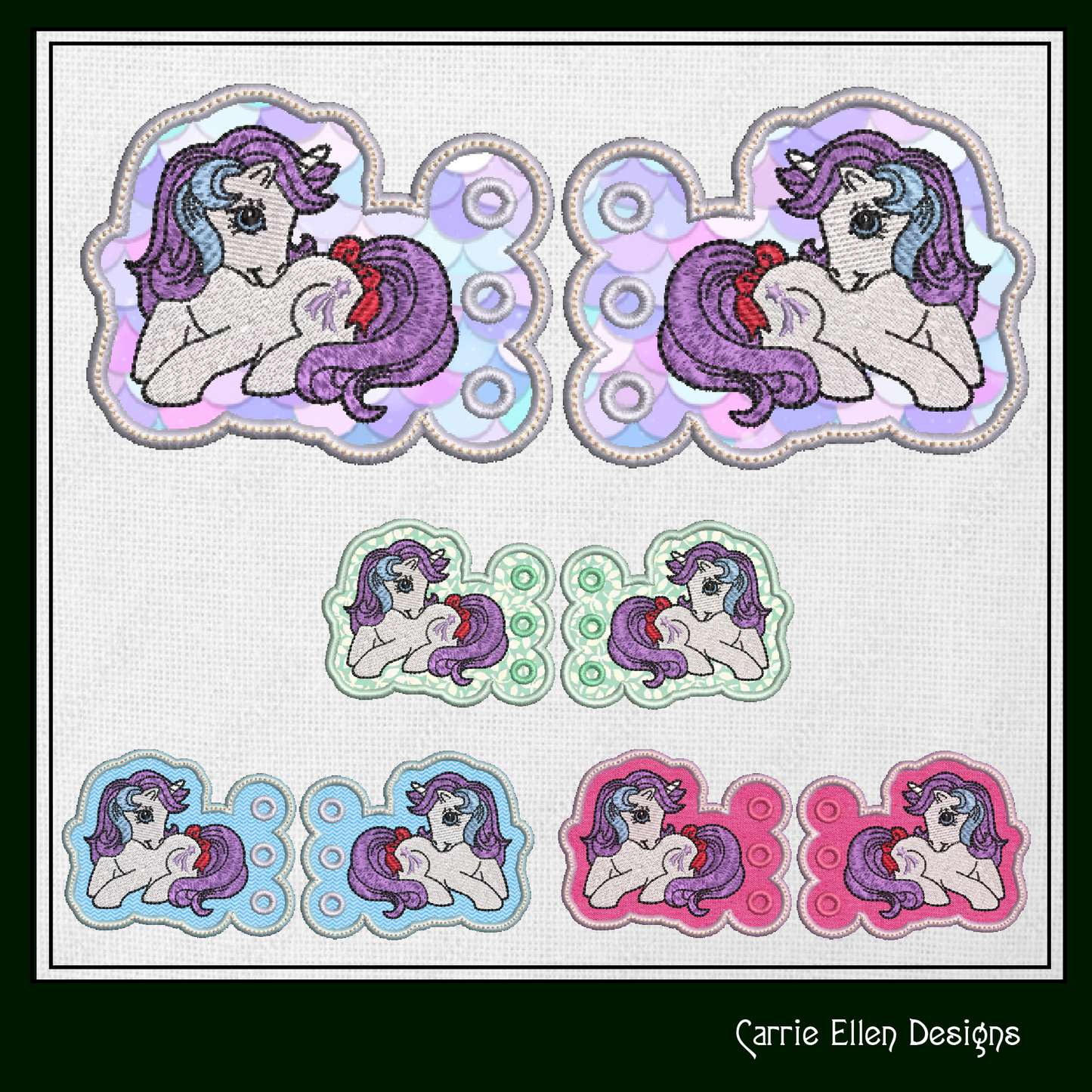 MLP Glory Shoe Wing Machine Embroidery Design – In The Hoop Fandom Pony Wing Shoelace Charms for Shoes and Boots – 4x4 & 5x7 Hoop (1781)