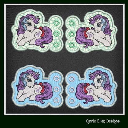 MLP Glory Shoe Wing Machine Embroidery Design – In The Hoop Fandom Pony Wing Shoelace Charms for Shoes and Boots – 4x4 & 5x7 Hoop (1781)