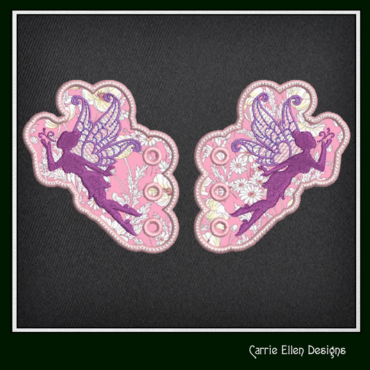 Fairy Shoe Wing Machine Embroidery Design – In The Hoop Fairy Kisses Wing Charms for Shoes and Boots – 4x4 & 5x7 Hoop (1787)