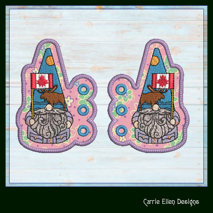 Canadian Gnome Shoe Wing ITH Embroidery Design – In The Hoop Gnome with Canada Flag Shoe Charms for Shoes and Boots (4x4 & 5x7 Hoop) (1791)