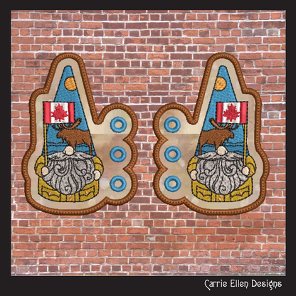 Canadian Gnome Shoe Wing ITH Embroidery Design – In The Hoop Gnome with Canada Flag Shoe Charms for Shoes and Boots (4x4 & 5x7 Hoop) (1791)