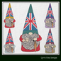 British Gnome Machine Embroidery Design | Cute Gnome with Cup of Tea & Umbrella | UK Flag Gnome Design | 6 Sizes (1794)