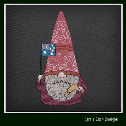 Australian Gnome Machine Embroidery Design | Cute Gnome Waving Aussie Flag | Australia Day Stitch Design | 6 Sizes (1797)