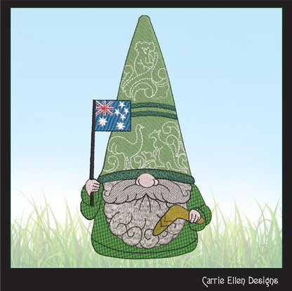 Australian Gnome Machine Embroidery Design | Cute Gnome Waving Aussie Flag | Australia Day Stitch Design | 6 Sizes (1797)