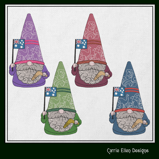 Australian Gnome Machine Embroidery Design | Cute Gnome Waving Aussie Flag | Australia Day Stitch Design | 6 Sizes (1797)