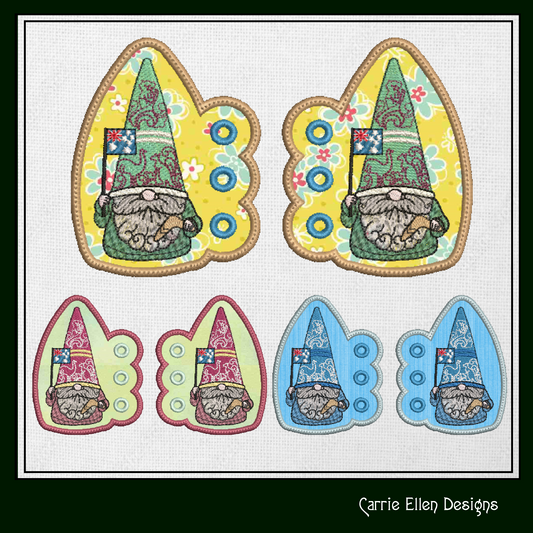 Australian Gnome Shoe Wing ITH Embroidery Design – In The Hoop Gnome with Australian Flag and themed Hat Shoe Charms for Shoes and Boots – 4x4 & 5x7 Hoop (1798)