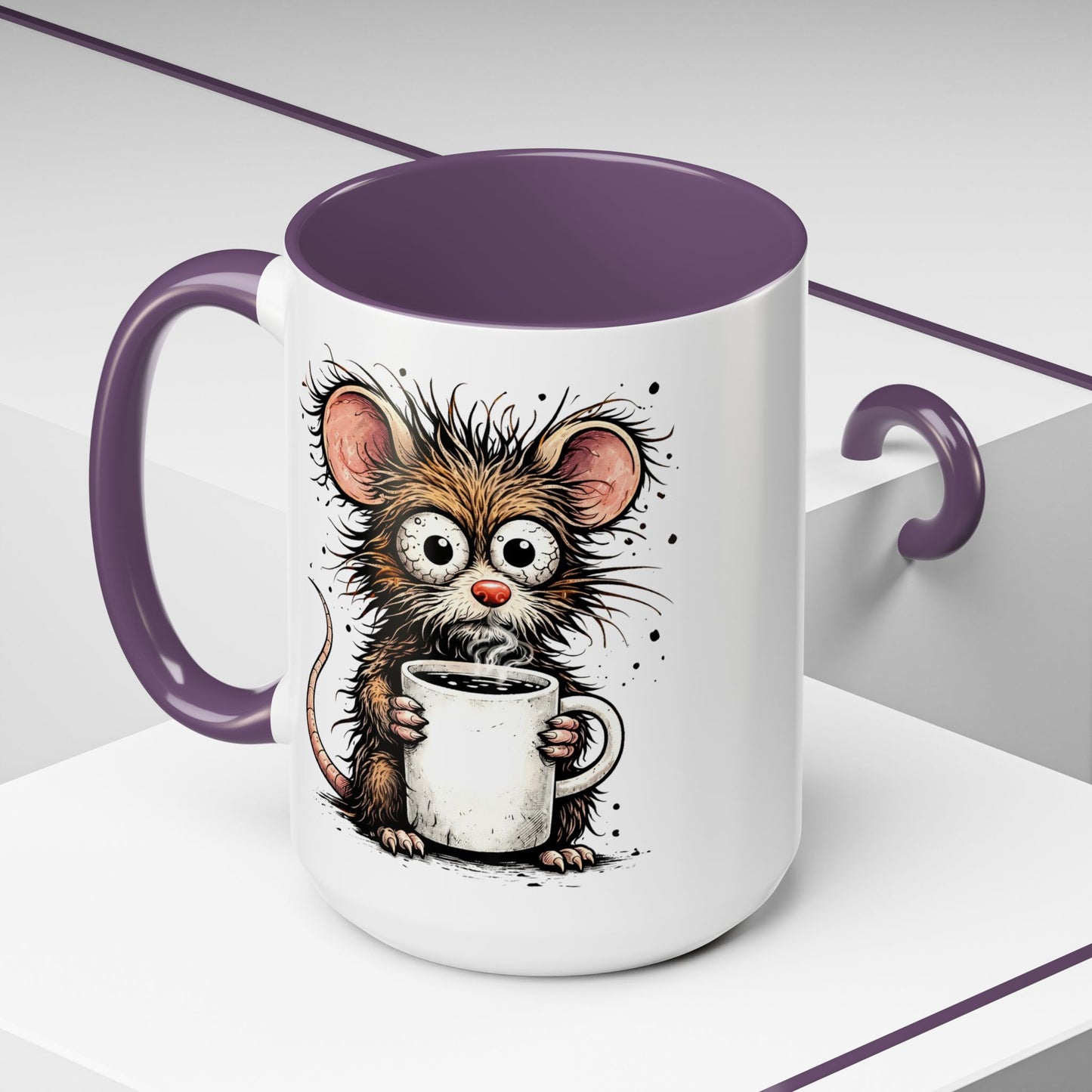 Frazzled Mouse with Mug | Accent Ceramic Coffee Mug 11oz 15oz (3867)
