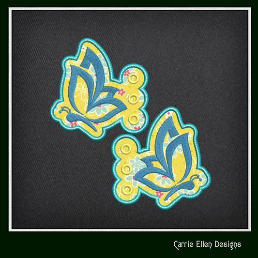 Butterfly ITH Shoe Wing Charms – In The Hoop Embroidery Design for Shoes and Boots – 4x4 & 5x7 Hoop Sizes (1803)