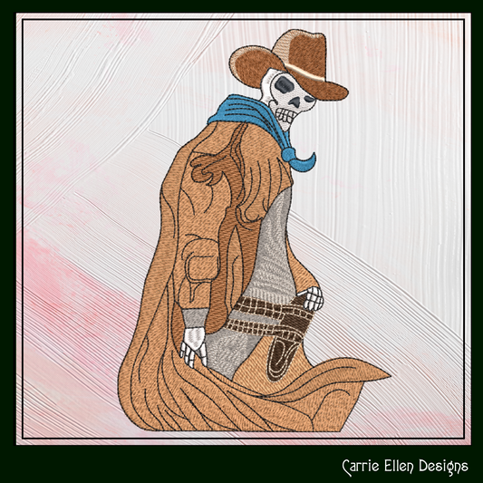 Skeleton Cowboy Machine Embroidery Design | Wild West Ghost Rider Pattern | Spooky Western Halloween Design | 6 Sizes (1807)