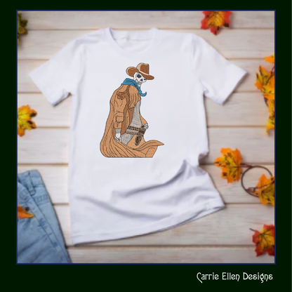 Skeleton Cowboy Machine Embroidery Design | Wild West Ghost Rider Pattern | Spooky Western Halloween Design | 6 Sizes (1807)