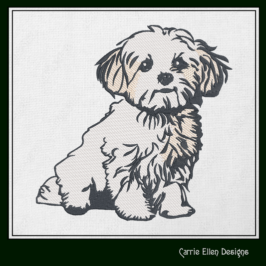 Maltese Puppy Machine Embroidery Design | Adorable Small Dog Pattern | Cute Pet Dog Design for Dog Lovers | 3 Sizes (1812)