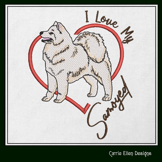 I Love my Samoyed Machine Embroidery Design, Pet Dog Design, Dog Lover, 6 Sizes (1813)