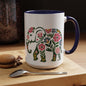 Floral Elephant Accent Coffee Mug | Boho Elephant Ceramic Mug | 11oz & 15oz Color Accent Mug (4271)