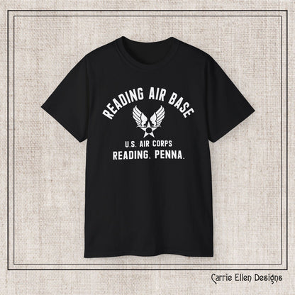 Reading Air Base Short Sleeve Cotton T-Shirt, Vintage WWII Military Design – Heavyweight 100% Cotton Tee (P-6037)