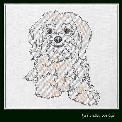 Maltese Dog Machine Embroidery Design | Cute Fluffy Pet Dog Pattern | Dog Lover Gift Design | 6 Sizes (1831)