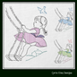 Vintage Girl on Swing Machine Embroidery Design | Artistic Line Art Embroidery | Nostalgic Childhood Pattern | 6 Sizes (1835)