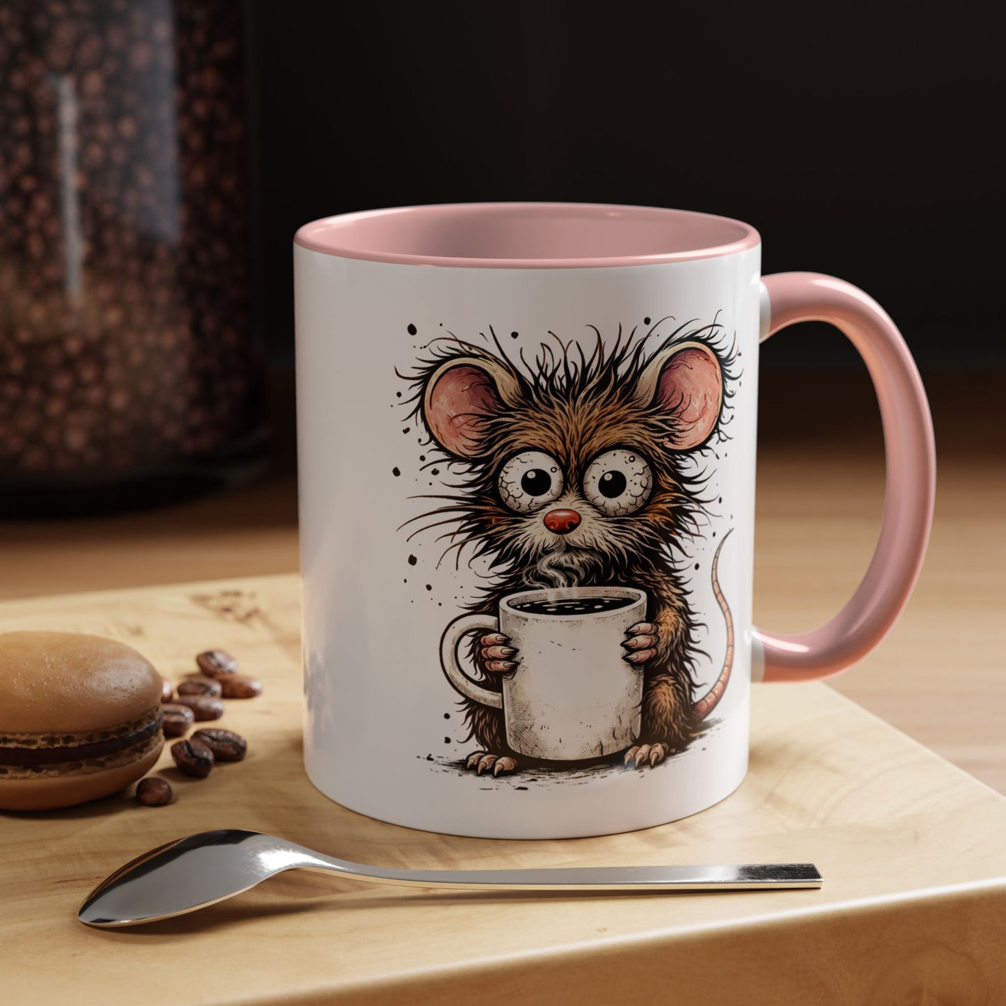 Frazzled Mouse with Mug | Accent Ceramic Coffee Mug 11oz 15oz (3867)