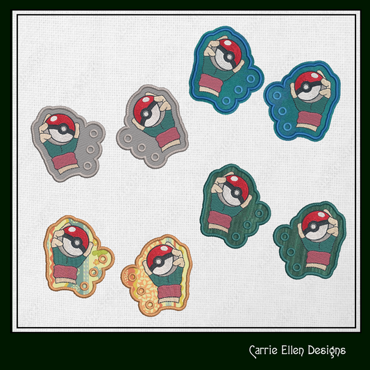 Pokéball Throwing Shoe Wing Machine Embroidery Design – Pokémon In The Hoop Shoelace Wings for Shoes and Boots – 4x4 & 5x7 Hoop (1857)