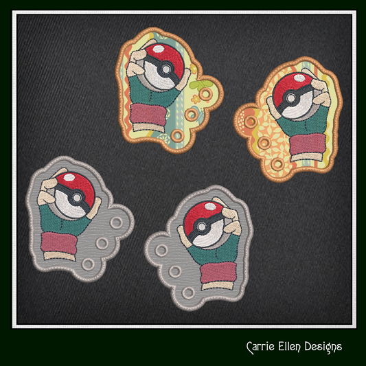 Pokéball Throwing Shoe Wing Machine Embroidery Design – Pokémon In The Hoop Shoelace Wings for Shoes and Boots – 4x4 & 5x7 Hoop (1857)