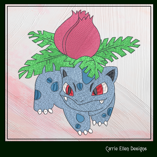 Ivysaur Machine Embroidery Design, Venasaur Embroidery Design, Pokémon Fandom Character Design, 6 Sizes (1858)
