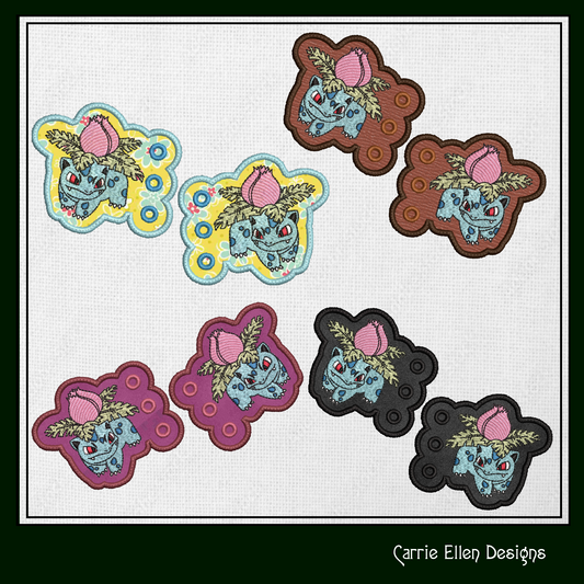 Ivysaur Shoe Wing Machine Embroidery Design – Venusaur Pokémon In The Hoop Shoelace Wings for Shoes and Boots – 4x4 & 5x7 Hoop (1860)