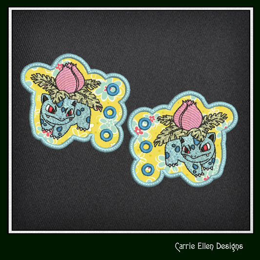 Ivysaur Shoe Wing Machine Embroidery Design – Venusaur Pokémon In The Hoop Shoelace Wings for Shoes and Boots – 4x4 & 5x7 Hoop (1860)