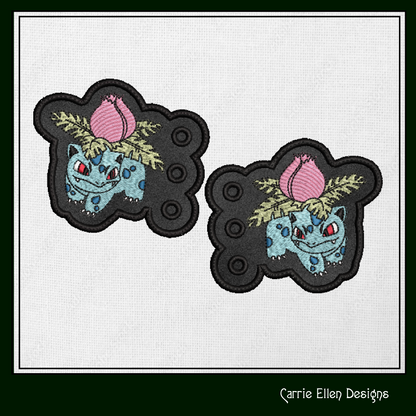 Ivysaur Shoe Wing Machine Embroidery Design – Venusaur Pokémon In The Hoop Shoelace Wings for Shoes and Boots – 4x4 & 5x7 Hoop (1860)