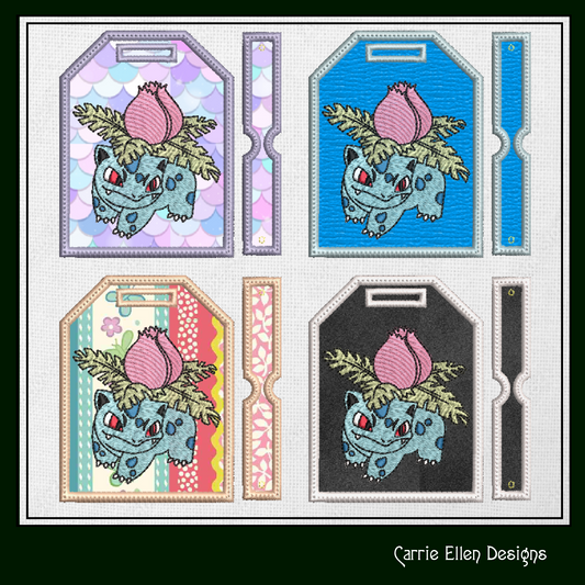 Ivysaur Bag Tag Machine Embroidery Design | Pokémon Venasaur Luggage Tag | In The Hoop Project (1862)