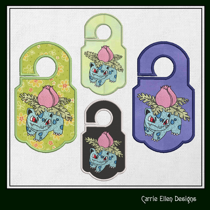 Ivysaur Door Knob Hanger Machine Embroidery Design, Pokémon Ivysaur Venasaur, In The Hoop Machine Embroidery Project (1863)