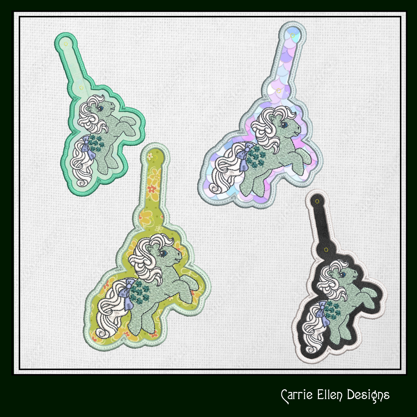 MLP Minty ITH Key Fob Machine Embroidery Design | My Little Pony In-The-Hoop Key Tag Project (1882)