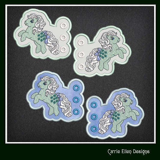 MLP Minty Shoe Wing Machine Embroidery Design – In The Hoop Fandom Pony Wing Shoelace Charms for Shoes and Boots – 4x4 & 5x7 Hoop (1883)